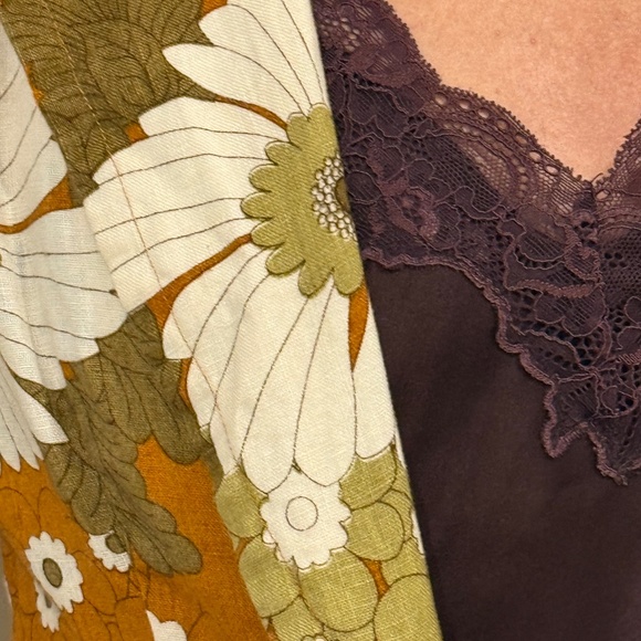 70s retro funky print linen vintage blazer - Picture 4 of 7